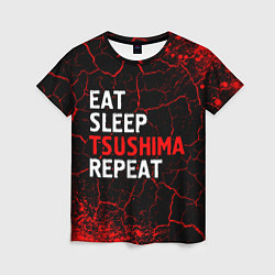 Женская футболка Eat Sleep Tsushima Repeat - Краска