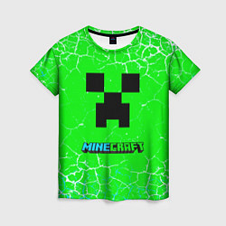 Женская футболка Minecraft зеленый фон