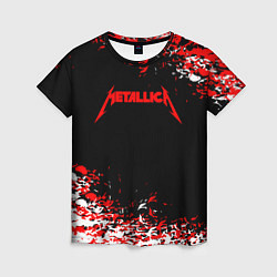Женская футболка Metallica текстура белая красная