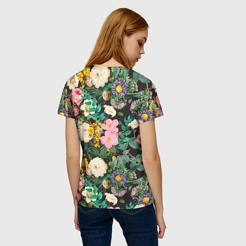 Женская футболка Паттерн из летних цветов Summer Flowers Pattern / 3D-принт – фото 4