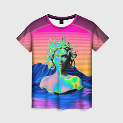 Женская футболка Gorgon Medusa Vaporwave Neon Mountains