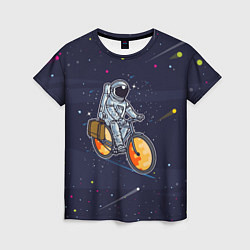 Женская футболка Космонавт на велосипеде