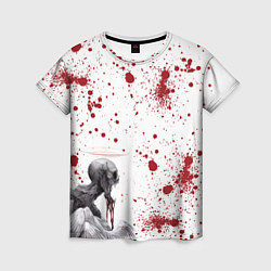Женская футболка Смерти подобно - кричит и кровь изо рта