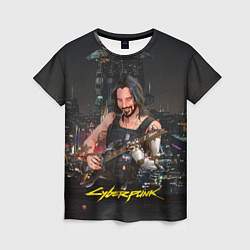 Женская футболка Johnny в гитарой Джонни Cyberpunk2077