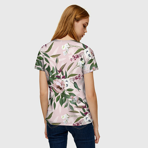 Женская футболка Цветы Букет Из Протей / 3D-принт – фото 4