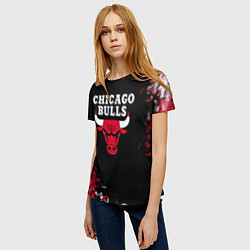 Футболка женская Чикаго Буллз Chicago Bulls Огонь, цвет: 3D-принт — фото 2