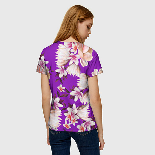 Женская футболка Цветы Фиолетовый Цветок / 3D-принт – фото 4