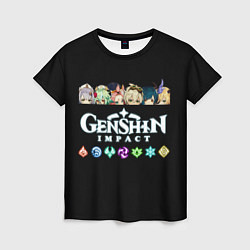 Женская футболка Персонажи игры Genshin Impact
