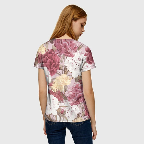 Женская футболка Цветы Восхитительный Летний Букет Пион / 3D-принт – фото 4