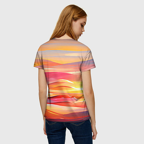 Женская футболка Закатное солнце / 3D-принт – фото 4