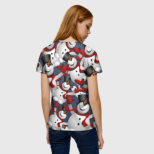 Женская футболка ВОЗДУШНЫЕ СНЕГОВИКИ / 3D-принт – фото 4