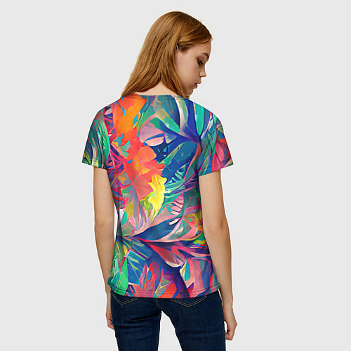 Женская футболка Летний тропический принт / 3D-принт – фото 4