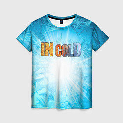 Женская футболка IN COLD horizontal logo with blue ice