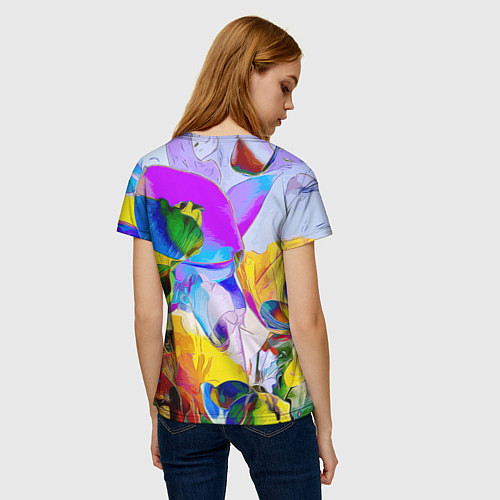 Женская футболка Цветы Буйство красок Flowers Riot of colors / 3D-принт – фото 4