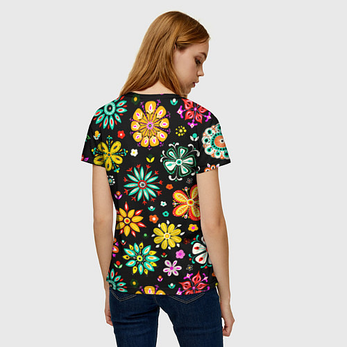Женская футболка MULTICOLORED FLOWERS / 3D-принт – фото 4