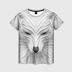 Женская футболка Волк - белый