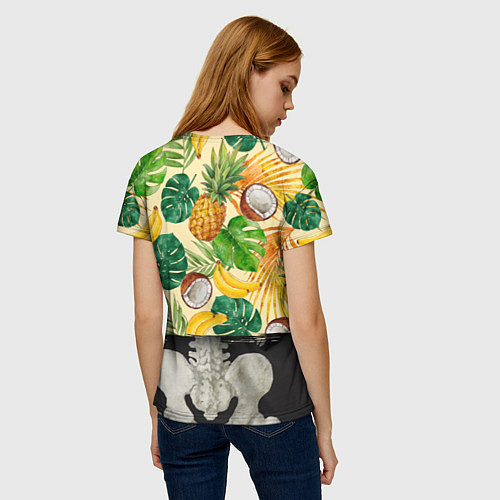 Женская футболка Тропики Ритм Джунглей Ананасы Кокосы Бананы / 3D-принт – фото 4