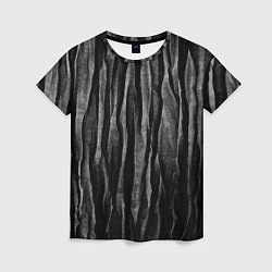 Женская футболка Полосы чорные серые роизвольные random black strip
