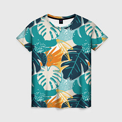 Женская футболка Летние зелёные тропики Пальма Tropical