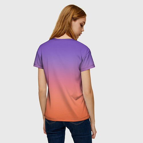 Женская футболка Трендовый красно-фиолетовый градиент / 3D-принт – фото 4