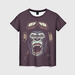 Футболка женская Орущая горилла, цвет: 3D-принт