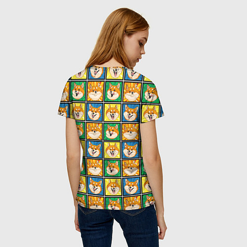 Женская футболка Разноцветная плитка сибы / 3D-принт – фото 4