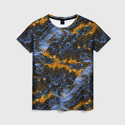 Футболка женская Оранжево-Синяя Вулканическая Лава, цвет: 3D-принт