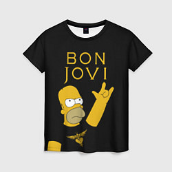 Женская футболка Bon Jovi Гомер Симпсон Рокер