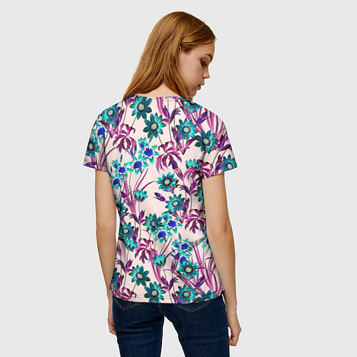 Женская футболка Цветы Летние Фиолетовые Рудбеки / 3D-принт – фото 4