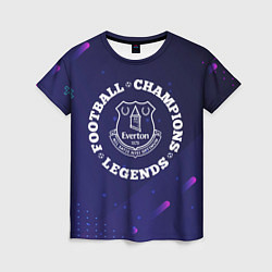 Женская футболка Символ Everton и круглая надпись Football Legends