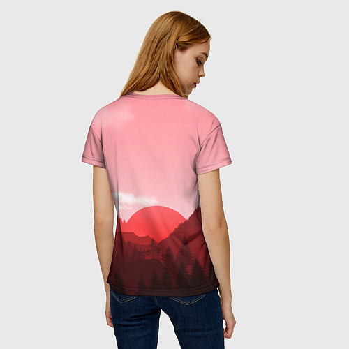 Женская футболка Закат в горах в розовых тонах / 3D-принт – фото 4
