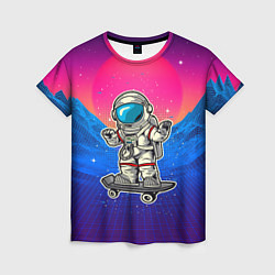 Женская футболка Космонавт на скейте