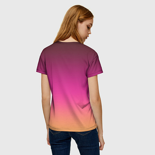 Женская футболка Оранжево-пурпурный градиент / 3D-принт – фото 4