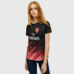 Футболка женская Arsenal полосы, цвет: 3D-принт — фото 2