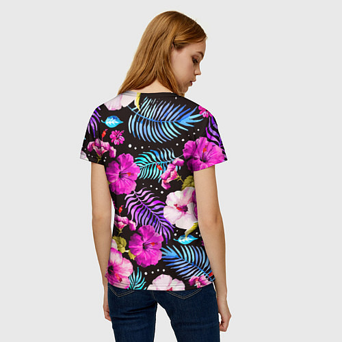 Женская футболка Floral pattern Summer night Fashion trend / 3D-принт – фото 4