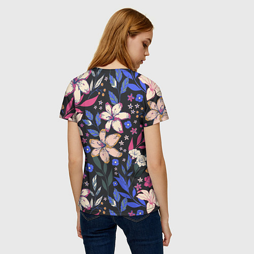 Женская футболка Цветы Красочные Лилии В Саду / 3D-принт – фото 4