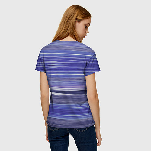 Женская футболка Абстрактный синий полосатый узор / 3D-принт – фото 4