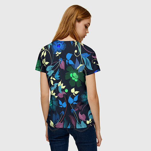 Женская футболка Color summer night Floral pattern / 3D-принт – фото 4