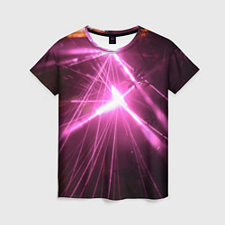 Женская футболка Неоновые лазеры во тьме - Розовый
