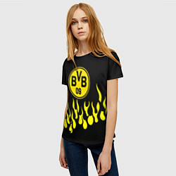 Футболка женская Borussia пламя, цвет: 3D-принт — фото 2