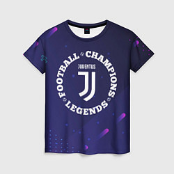 Женская футболка Символ Juventus и круглая надпись Football Legends