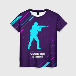 Женская футболка Символ Counter Strike в неоновых цветах на темном