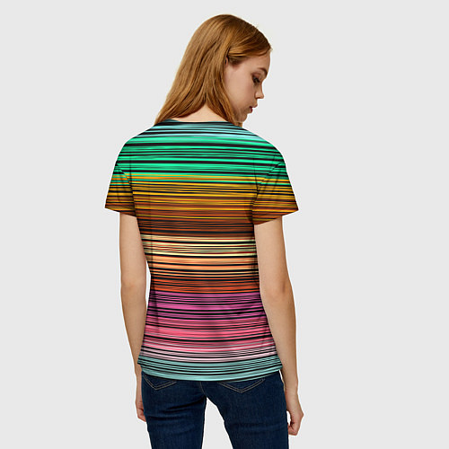 Женская футболка Multicolored thin stripes Разноцветные полосы / 3D-принт – фото 4