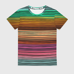 Футболка женская Multicolored thin stripes Разноцветные полосы, цвет: 3D-принт