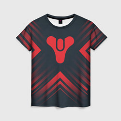 Женская футболка Красный Символ Destiny на темном фоне со стрелками