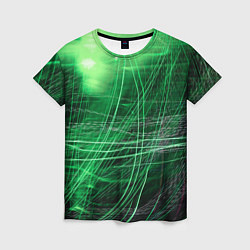 Женская футболка Неоновые волны и линии - Зелёный