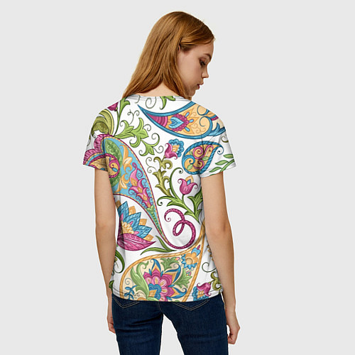 Женская футболка Fashionable floral Oriental pattern Summer 2025 / 3D-принт – фото 4