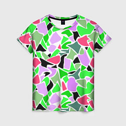 Футболка женская Abstract pattern green pink spots, цвет: 3D-принт