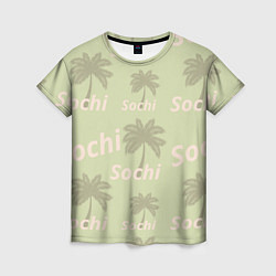 Женская футболка Пальмы на салатном фоне palm trees text