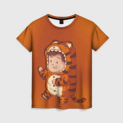 Женская футболка Милый тигренок-ребенок